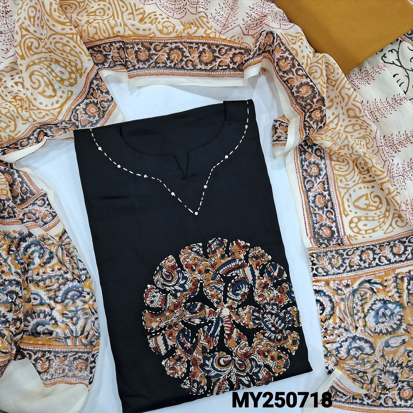 Black jam cotton salwar material my250718-Neidhal