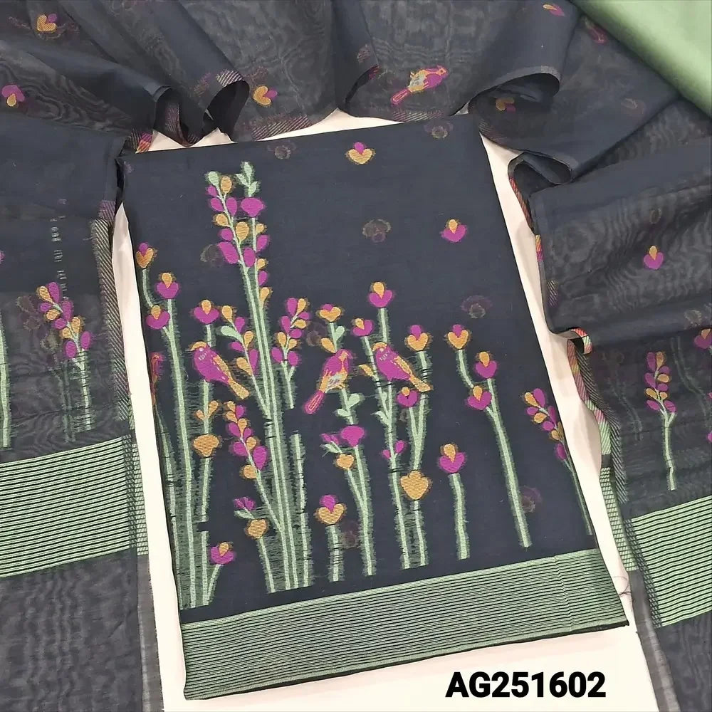 Black jamdani woven premium silk cotton salwar material ag251602-Neidhal