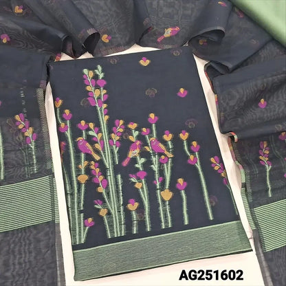 Black jamdani woven premium silk cotton salwar material ag251602-Neidhal