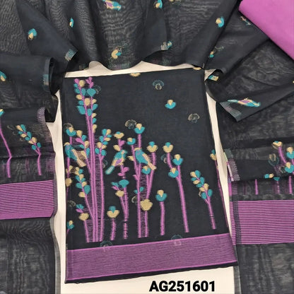 Black jamdani woven premium silk cotton salwar material ag251601-Neidhal