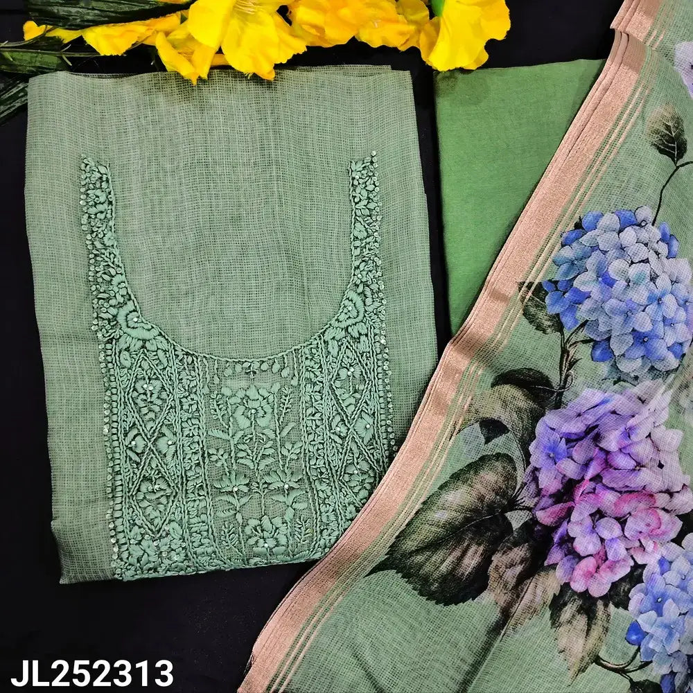 Black kalamkari block printed cotton salwar material jl252314-Neidhal