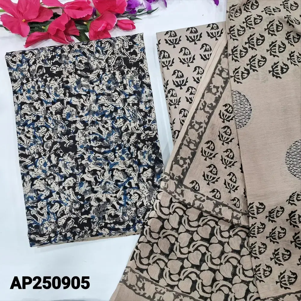 Black kalamkari printed cotton salwar material ap250905-Neidhal