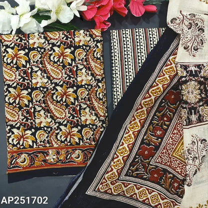 Black kalamkari printed cotton salwar material ap251702-Neidhal