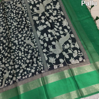 Black kalamkari printed pure kota silk saree ns176-Neidhal