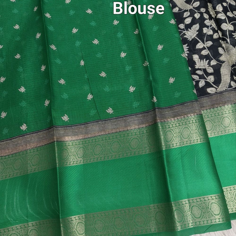 Black kalamkari printed pure kota silk saree ns176-Neidhal