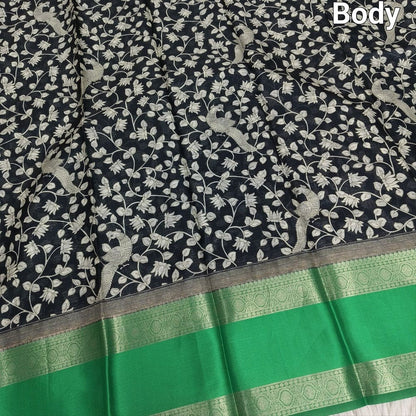 Black kalamkari printed pure kota silk saree ns176-Neidhal