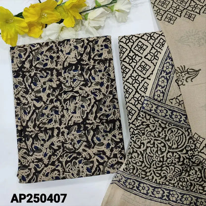 Black kalamkari printed soft cotton salwar material ap250407-Neidhal