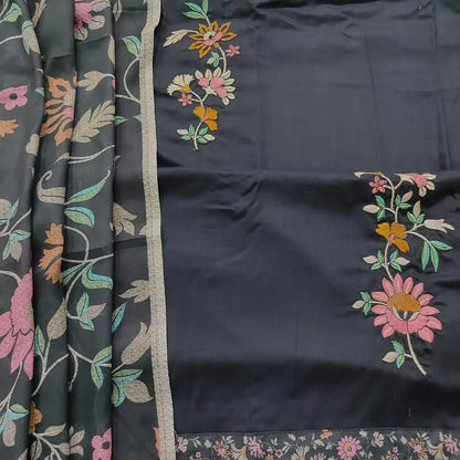 Black Liquid Fabric Embroidered Salwar Material AP251817 - Neidhal