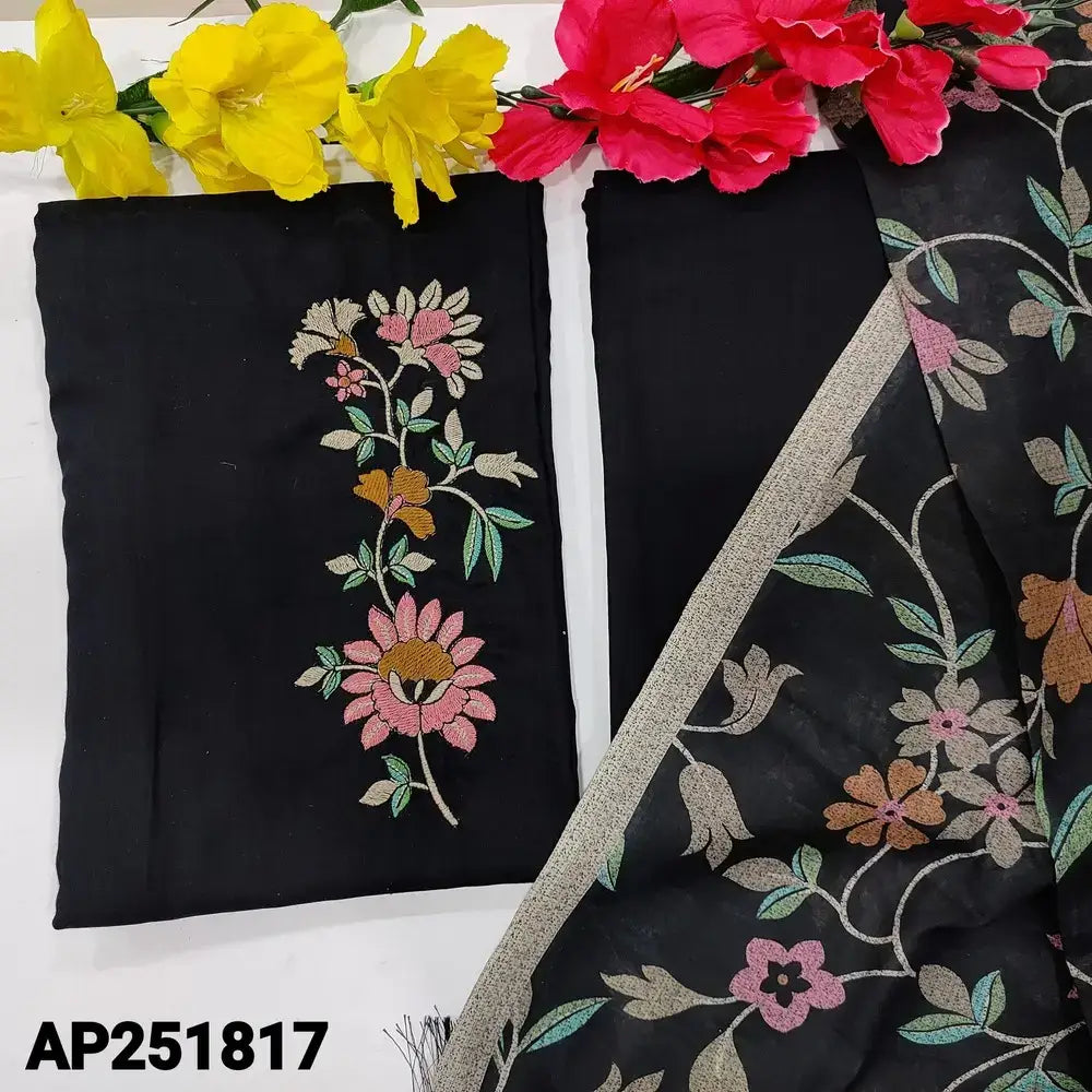 Black Liquid Fabric Embroidered Salwar Material AP251817 - Neidhal