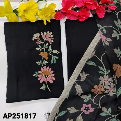 Black Liquid Fabric Embroidered Salwar Material AP251817 - Neidhal