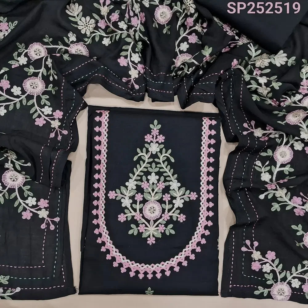 Black liquid fabric embroidered salwar material SP252519-Neidhal