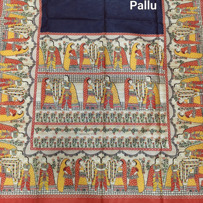 Black Madhubani Silk Saree With Pallu and Blouse | Neidhal