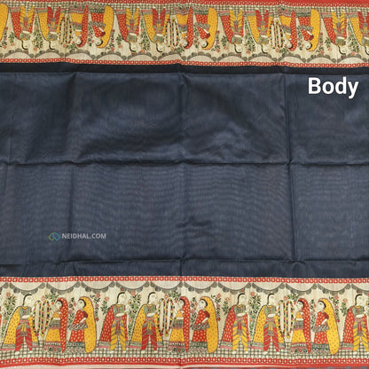 Black Madhubani Silk Saree With Pallu and Blouse | Neidhal