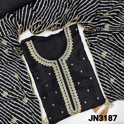 Black maslin silk semi stitched salwar material jn3187 Neidhal
