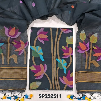 Black muslin jamdani salwar material SP252511-Neidhal