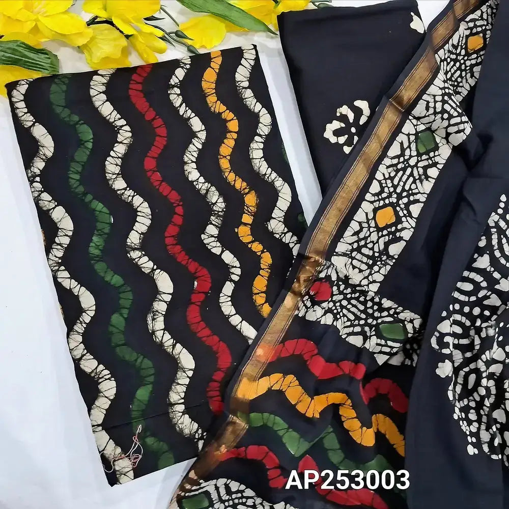 Black original wax batik cotton salwar material ap253003-Neidhal