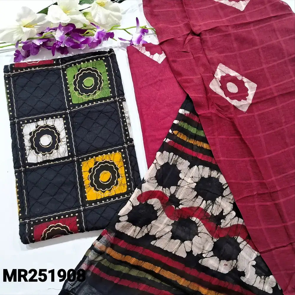 Black original wax batik dyed cotton salwar material mr251908-Neidhal