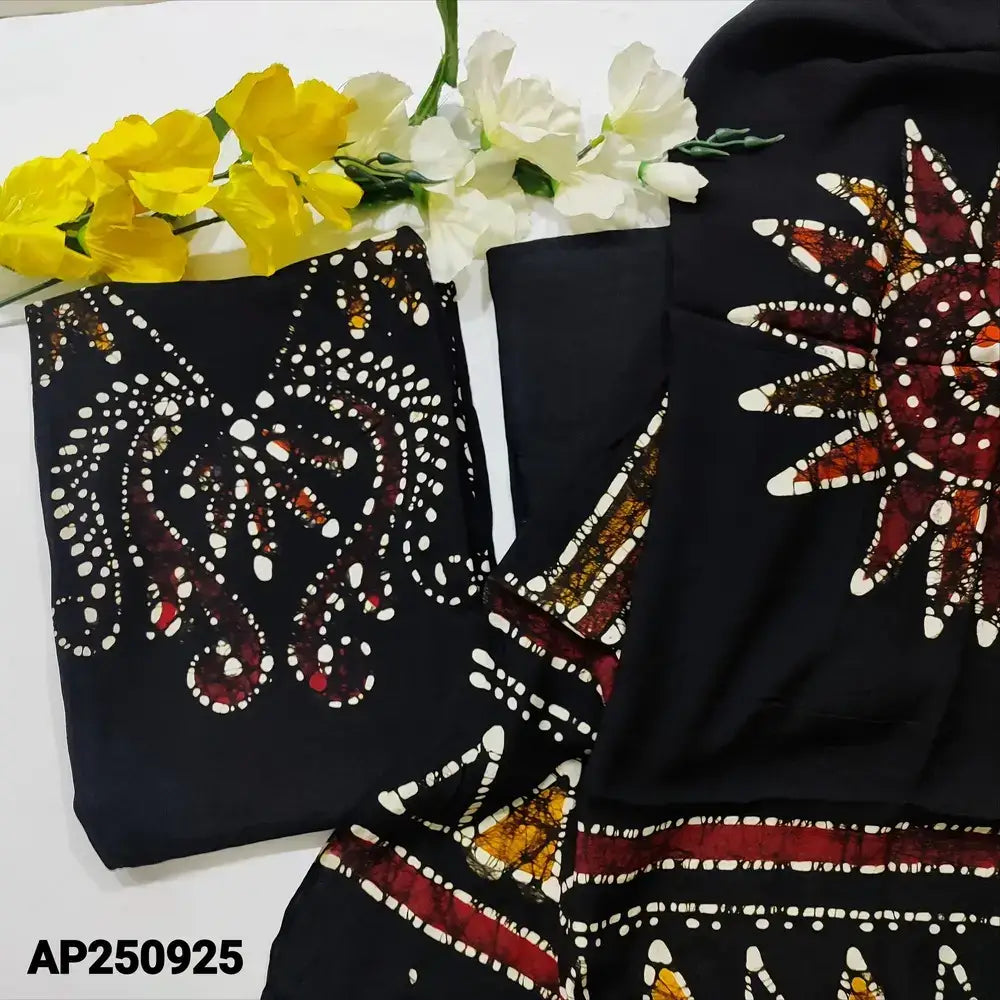 Black original wax batik modal cotton salwar material ap250925-Neidhal