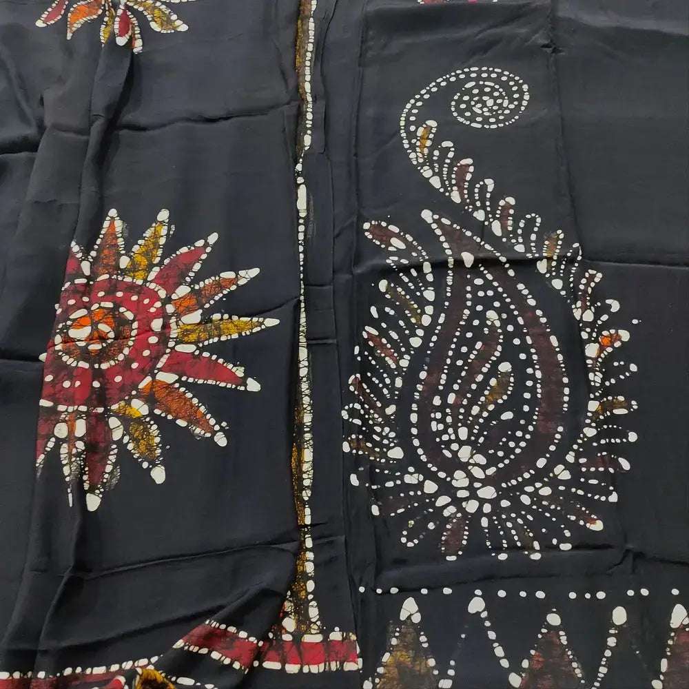 Black original wax batik modal cotton salwar material ap250925-Neidhal