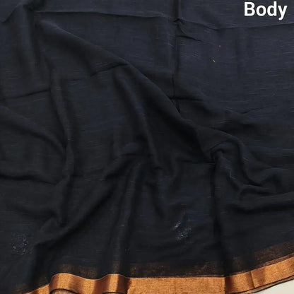 Black premium linen saree ns148-Neidhal
