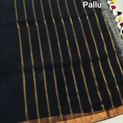 Black premium linen saree ns148-Neidhal
