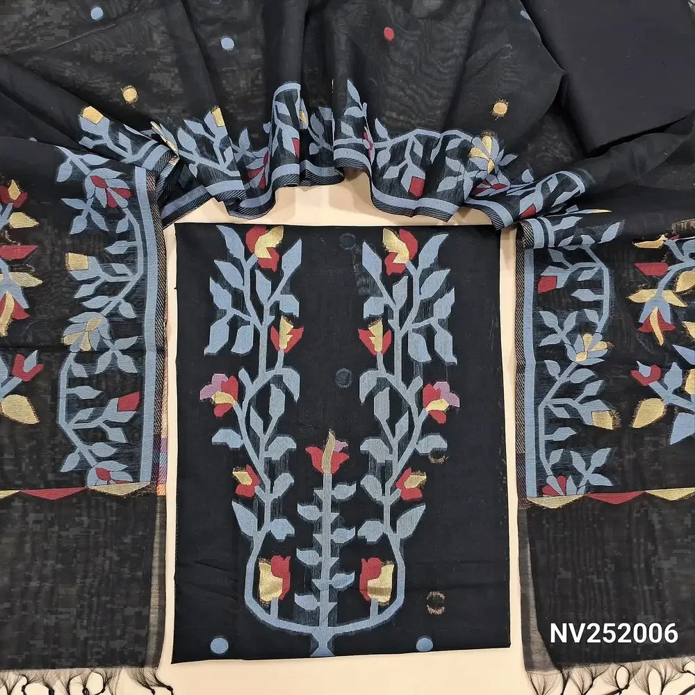 black premium silk cotton unstitched salwar material nv252006-Neidhal