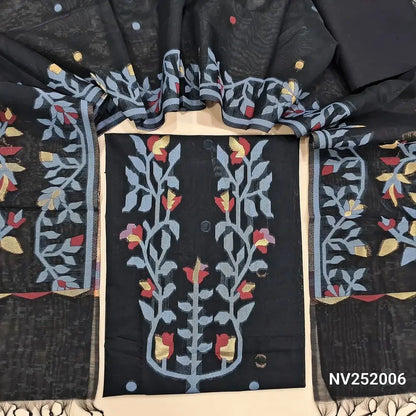 black premium silk cotton unstitched salwar material nv252006-Neidhal