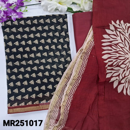 Black printed chanderi silk cotton salwar material mr251017-Neidhal