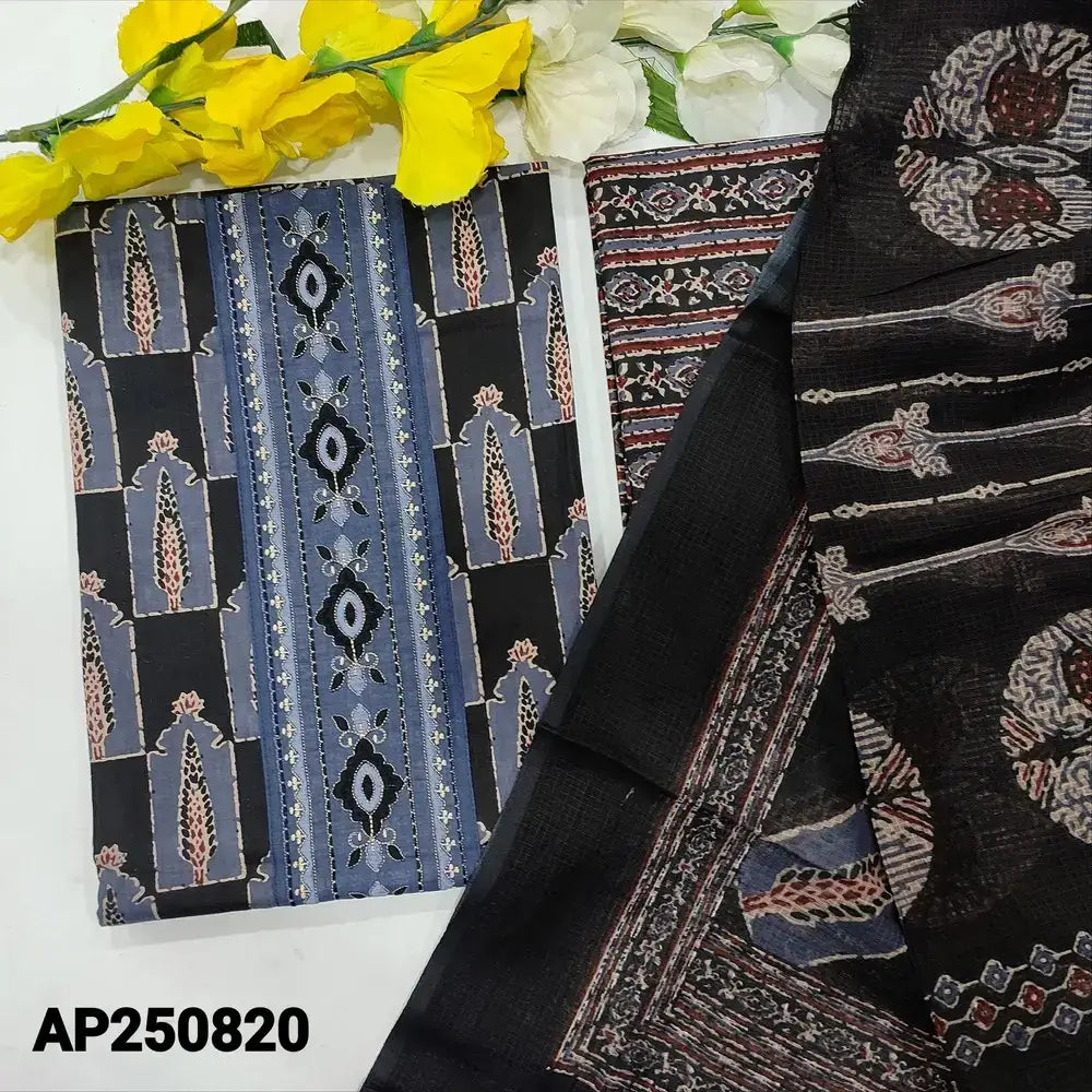 Black printed cotton salwar material ap250820-Neidhal