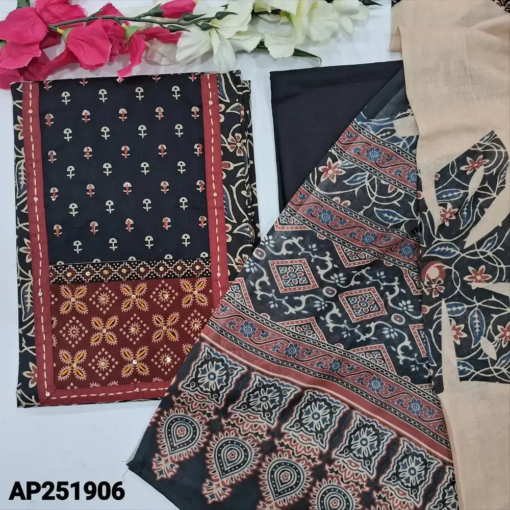 Black printed cotton salwar material ap251906-Neidhal