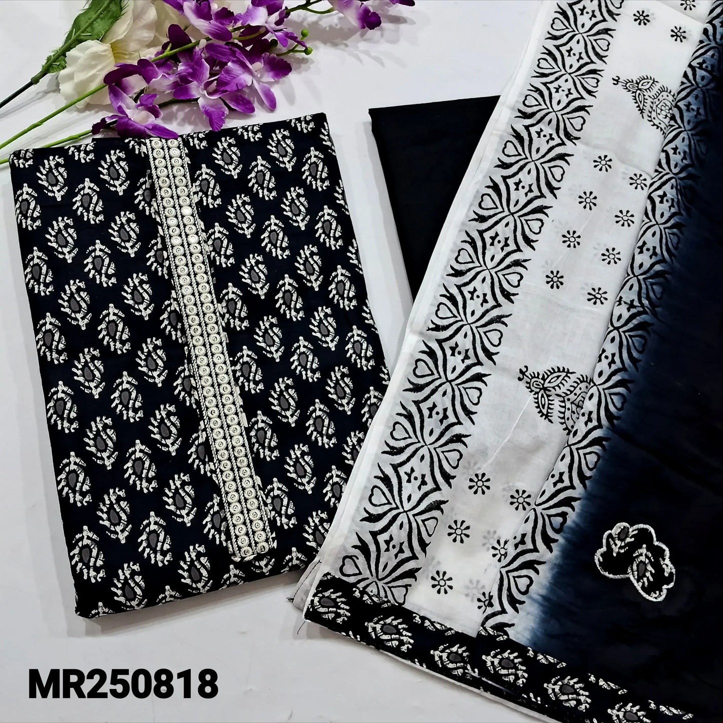 Black printed cotton salwar material mr250818-Neidhal