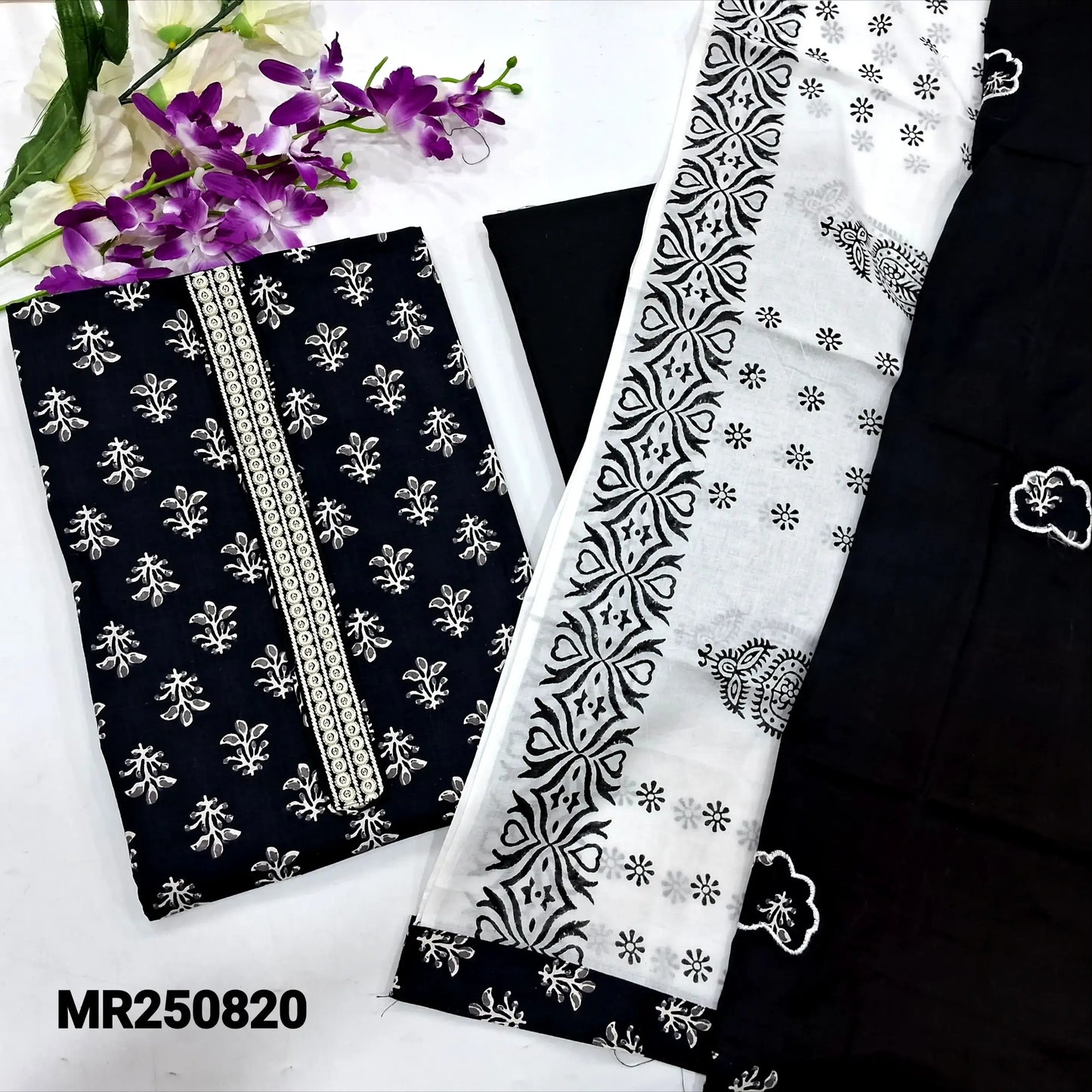 Black printed cotton salwar material mr250820-Neidhal