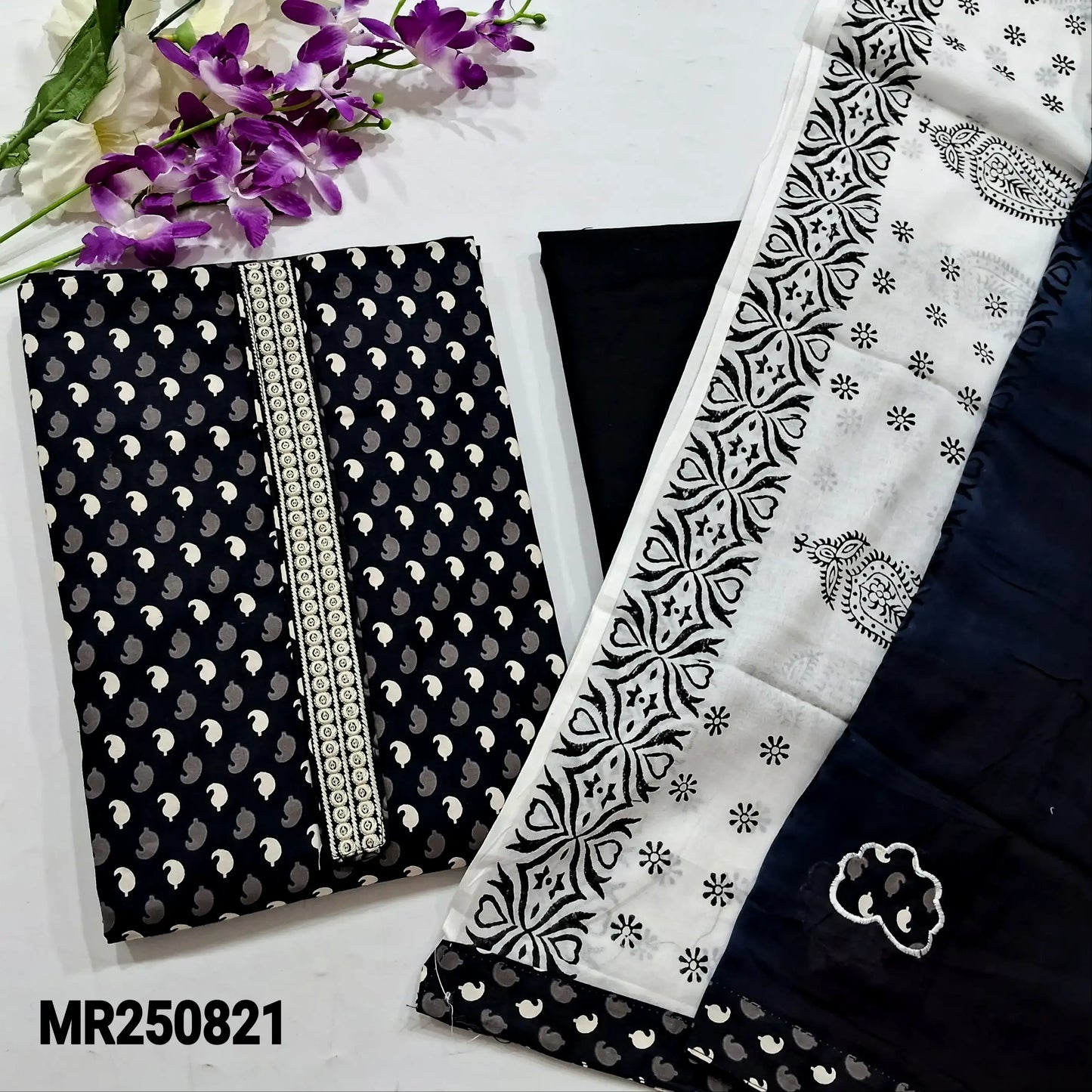 Black printed cotton salwar material mr250821-Neidhal