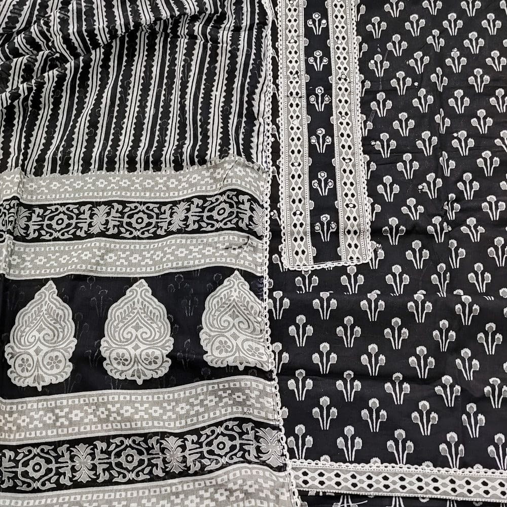 Black printed cotton salwar material mr252113-Neidhal