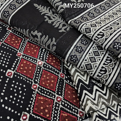 Black printed cotton salwar material my250706-Neidhal