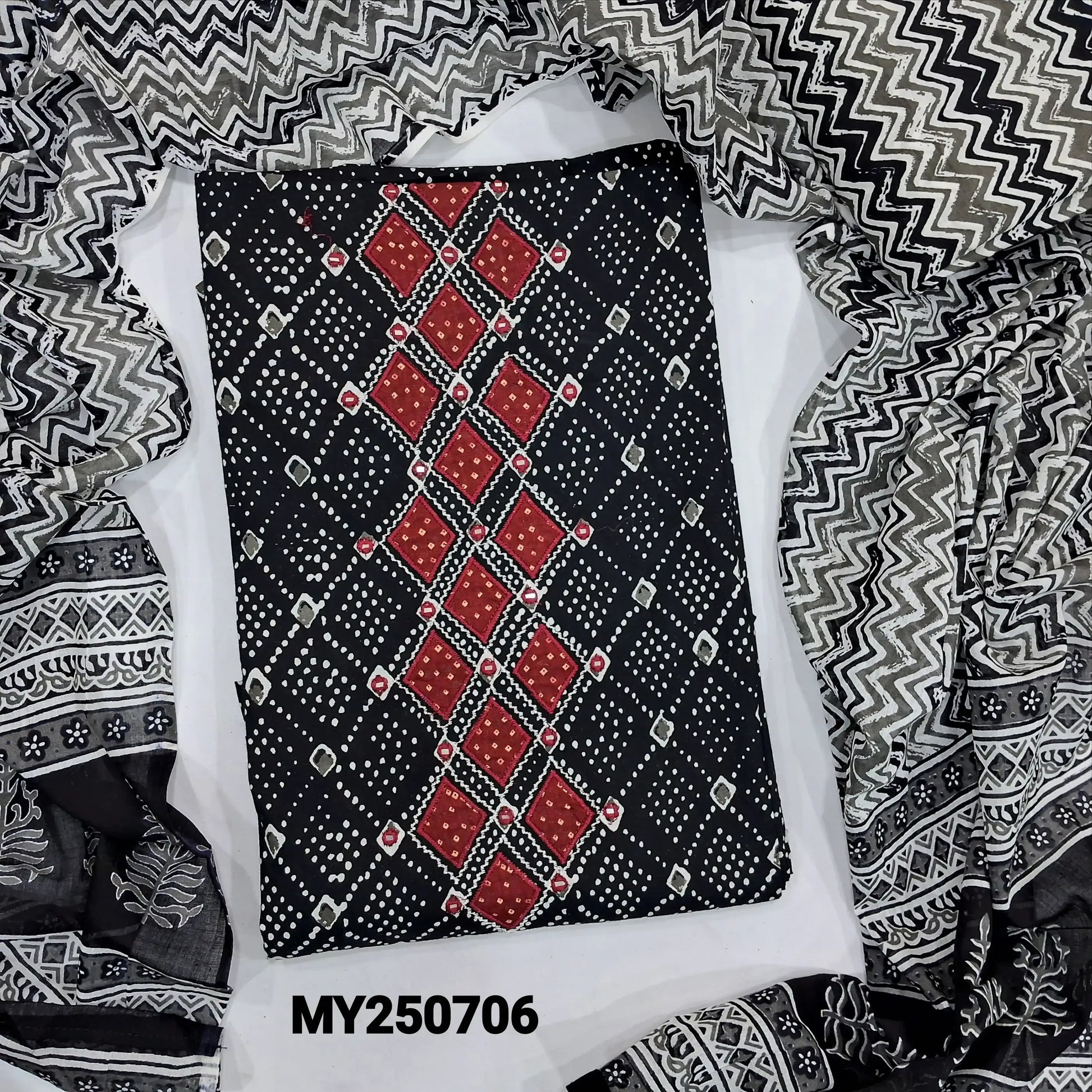 Black printed cotton salwar material my250706-Neidhal