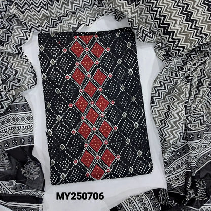 Black printed cotton salwar material my250706-Neidhal
