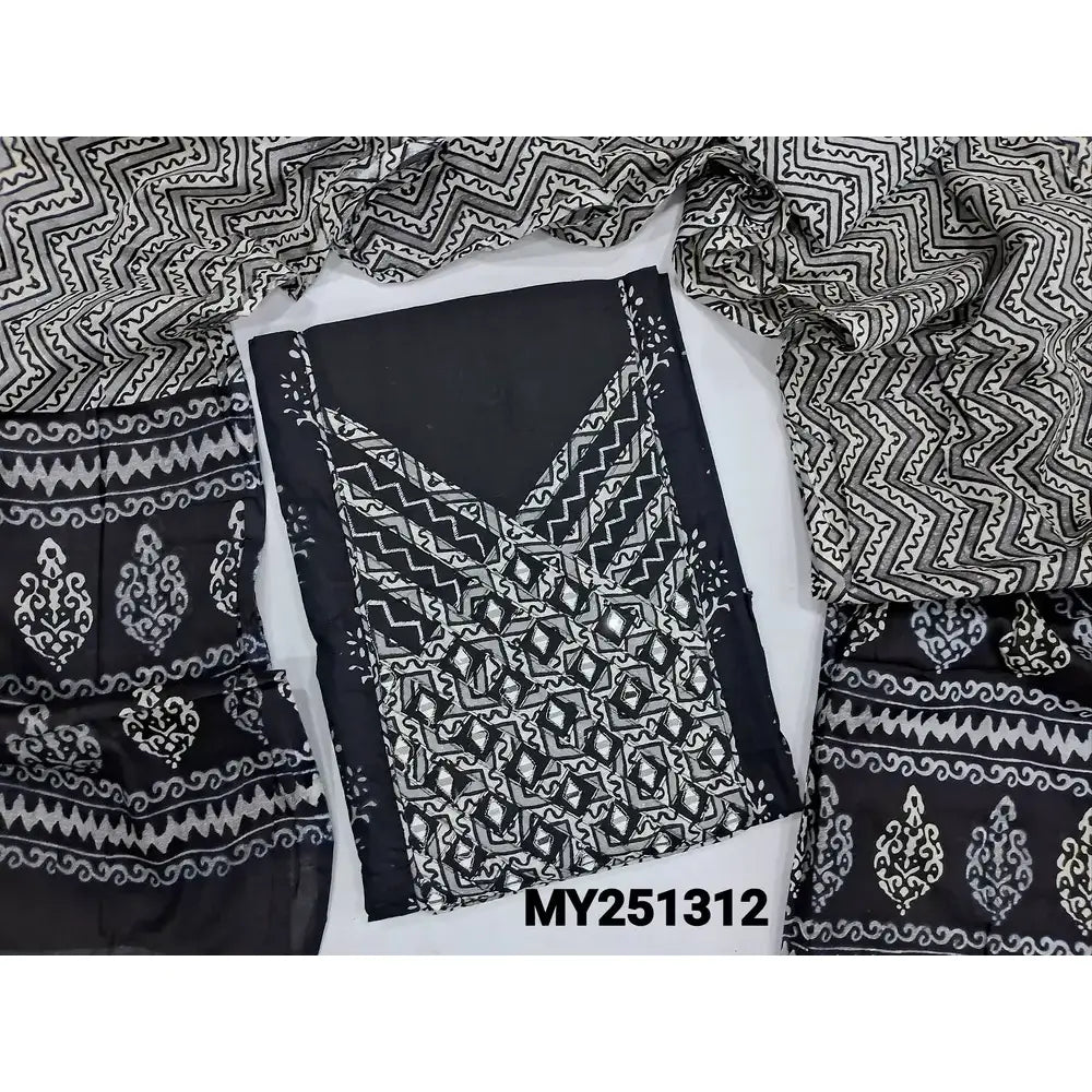 Black printed cotton salwar material my251312-Neidhal