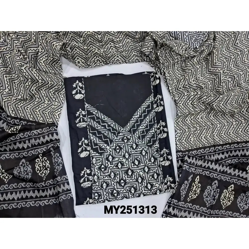 Black printed cotton salwar material my251313-Neidhal