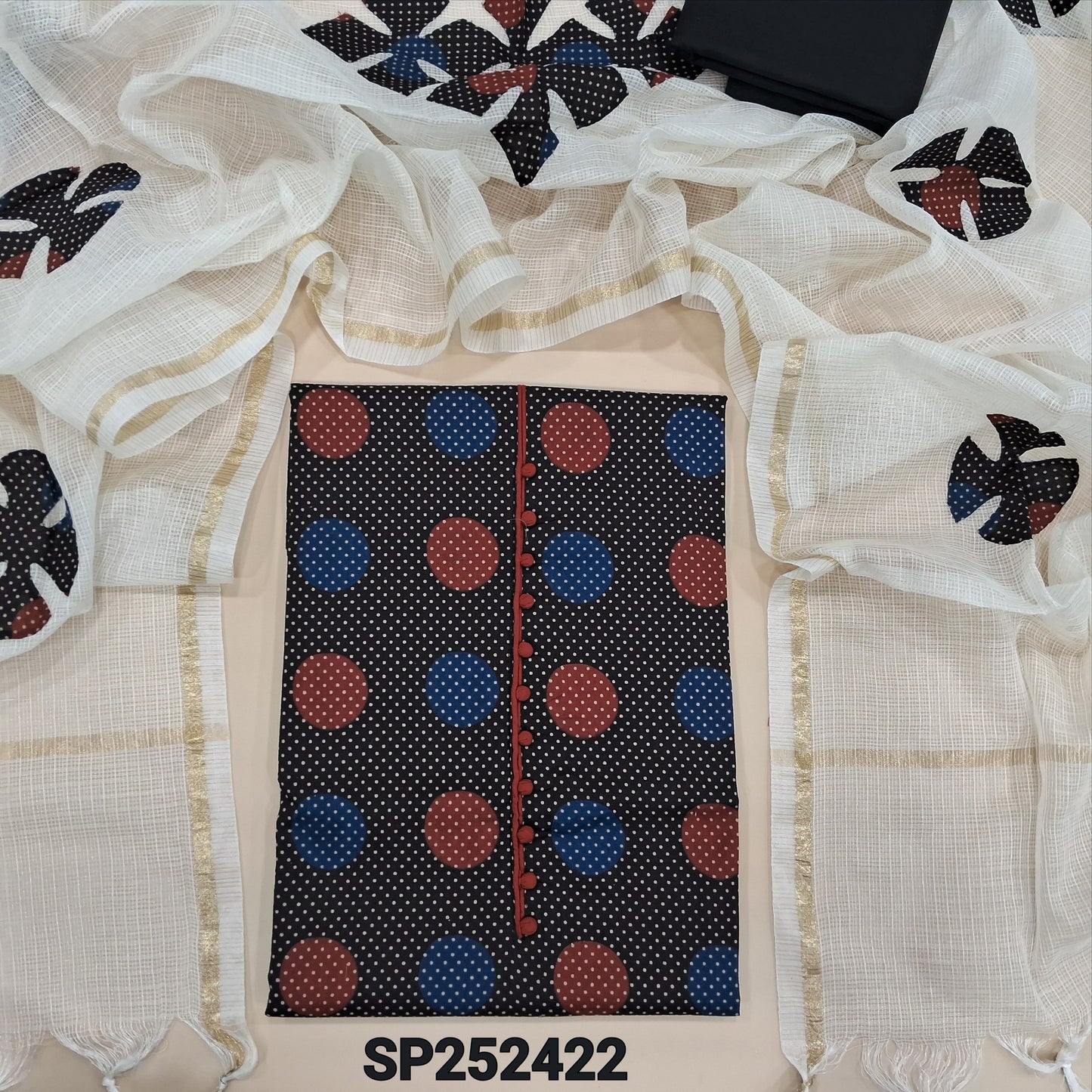 Black printed cotton salwar material SP252422-Neidhal