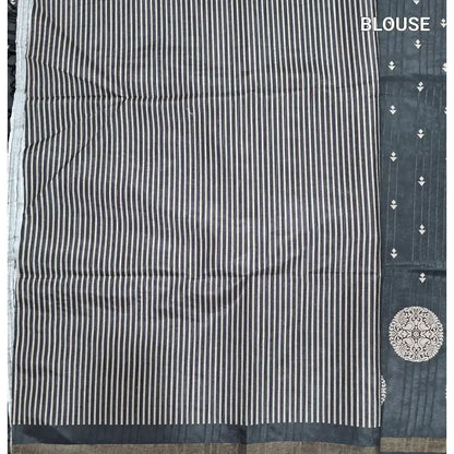 Black printed fancy chappa silk saree ns190-Neidhal