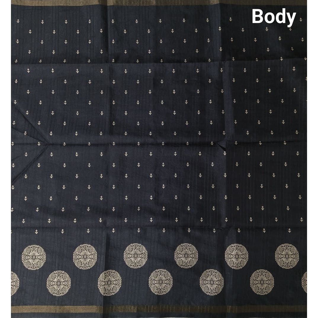 Black printed fancy chappa silk saree ns190-Neidhal