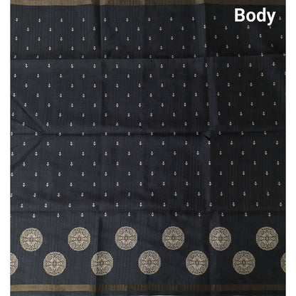 Black printed fancy chappa silk saree ns190-Neidhal