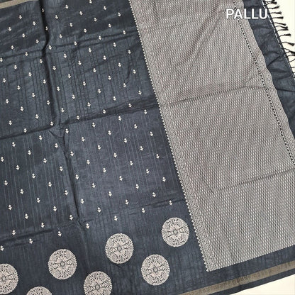 Black printed fancy chappa silk saree ns190-Neidhal