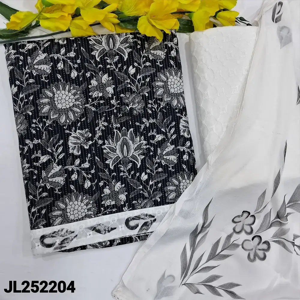 Black printed kantha cotton salwar material jl252204-Neidhal
