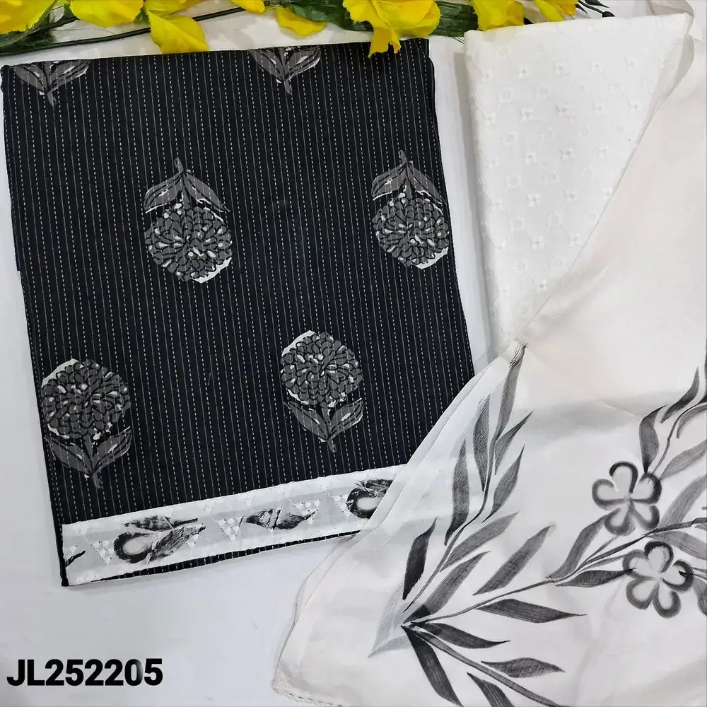 Black printed kantha cotton salwar material jl252205-Neidhal