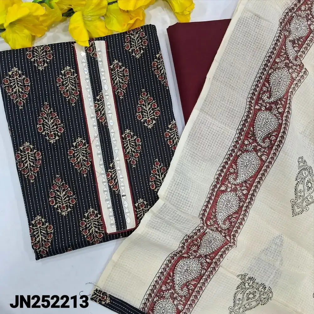 Black printed kantha cotton salwar material jn252213-Neidhal