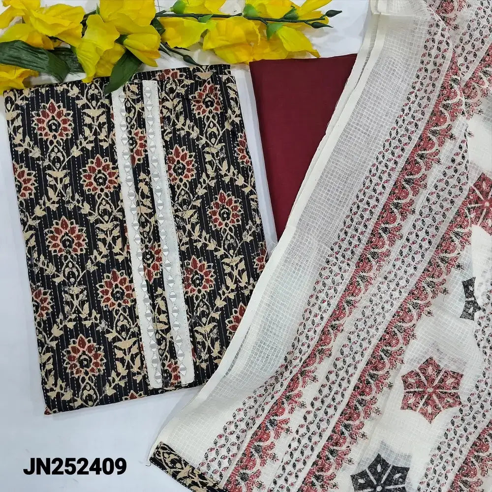 Black printed kantha cotton salwar material jn252409-Neidhal