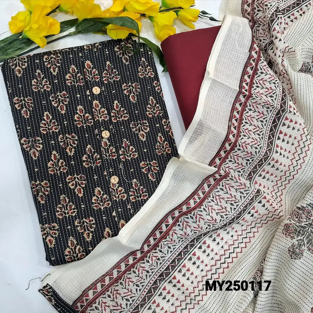 Black printed kantha cotton salwar material my250117-Neidhal