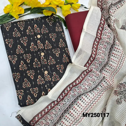 Black printed kantha cotton salwar material my250117-Neidhal